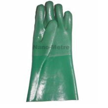 NMSAFETY Interlock de algodón con revestimiento completo de PVC verde, acabado de arena de arena de 27cm